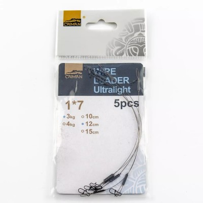186581 Поводок CAIMAN Wire Leader Ultralait (5 шт в упак) 1*7, 12 см, 3 кг