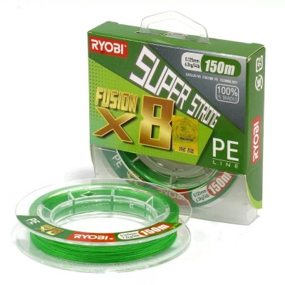 Плетенка Ryoby Fusion X8 PE зеленая, 150 м, 0,125 мм, 0.6, 6,3 кг